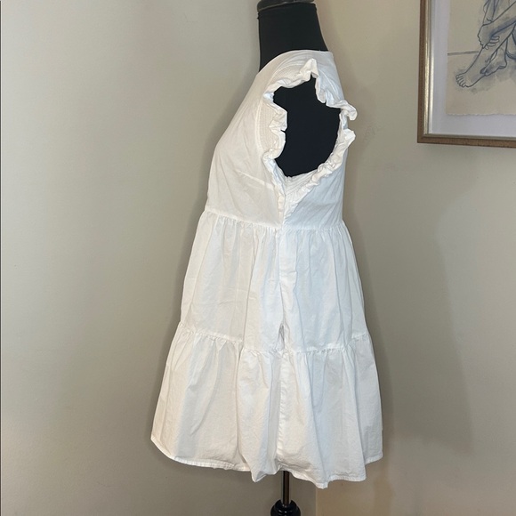 English Factory | Ruffled Babydoll Mini Dress in White-Size Small - Picture 3 of 6